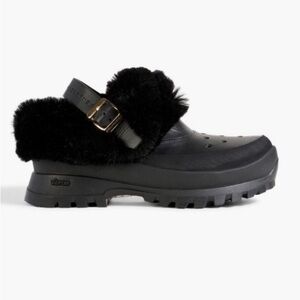 Stella McCartney Black Trace May Alter Croc Fur Clogs Shoes SZ 6/36